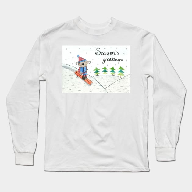skiiing koala Long Sleeve T-Shirt by Charlotsart